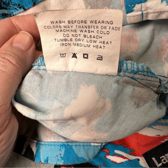 Landau Women's M Floral Scrub Top - Blue and Red - Picture 8 of 8